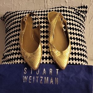 Stuart Weitzman Gold Metallic Snake Slingbacks
